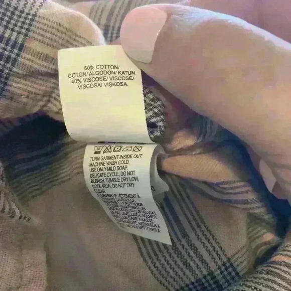 Woman's Lucky Brand size M Pink Navy 3/4 sleeve Cotton Pullover Front Buttons - Picture 4 of 4